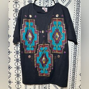 Vintage Handmade Embellished Boho Westerns Shirt by Sweet Blondie Ladies Size 1X